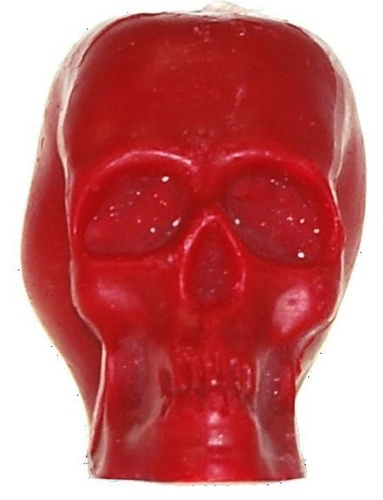 BOUGIE FIGURATIVE - GRANDE TETE DE MORT - ROUGE