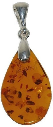 PENDENTIF GOUTTE AMBRE ET ARGENT