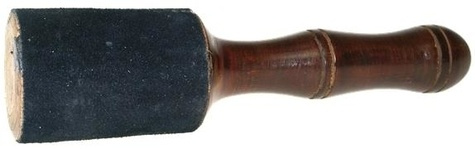 baton bol chantant en bois et cuir noir 19x5 cm