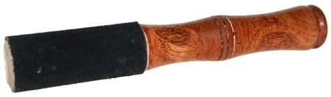 baton bol chantant en bois et cuir noir 18x3 cm