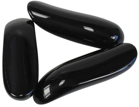 PIERRE DE MASSAGE OBSIDIENNE NOIRE EN FORME DE LANGUE - LOT DE 3
