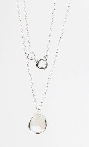 COLLIER EN ARGENT AVEC GOUTTE DE PIERRE DE LUNE SERTIE 8 X 10 MM