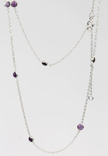 COLLIER EN ARGENT 8 PIERRES SERTIES AMETHYSTE