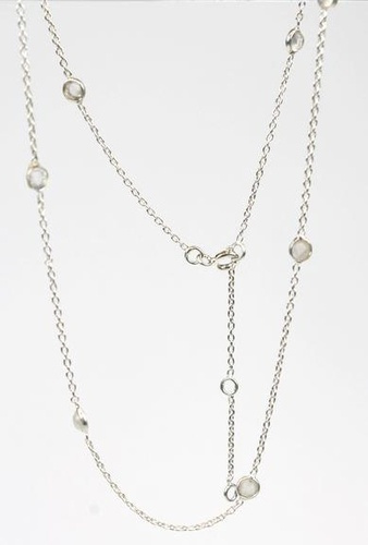 COLLIER EN ARGENT 8 PIERRES SERTIES PIERRE DE LUNE ARC EN CIEL