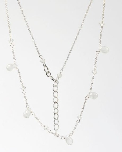 COLLIER EN ARGENT BRIOLETTES ET PERLES FACETTEES PIERRE DE LUNE ET CRISTAL DE ROCHE