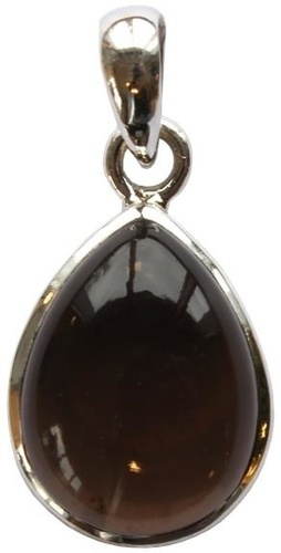 PENDENTIF ARGENT GOUTTE QUARTZ FUME - PETIT MODELE