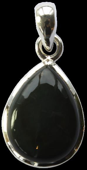 PENDENTIF OBSIDIENNE NOIRE ARGENT 925 FORME GOUTTE PETIT MODELE