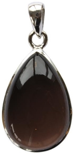 PENDENTIF ARGENT GOUTTE QUARTZ FUME - GRAND MODELE