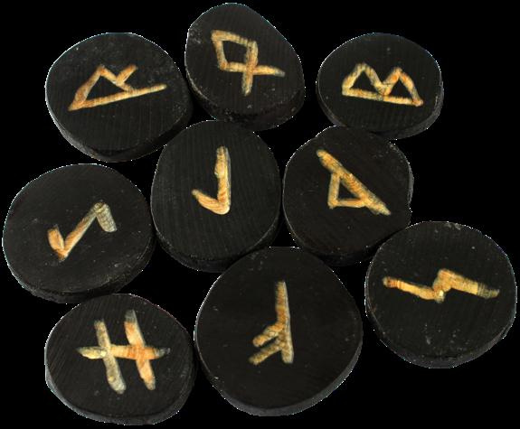 RUNES EN BUIS MASSIF TEINTE NOIR