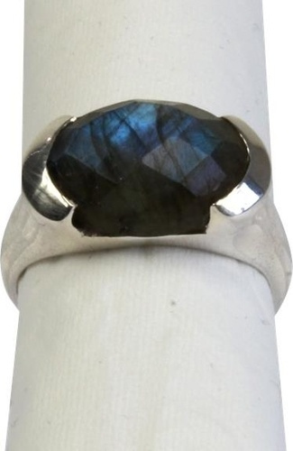 BAGUE ARGENT LABRADORITE FACETTEE - TAILLE 53