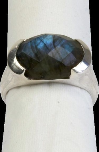 BAGUE ARGENT LABRADORITE FACETTEE - TAILLE 57