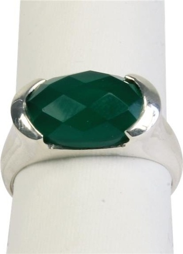 BAGUE ARGENT ONYX VERT FACETTE - TAILLE 56