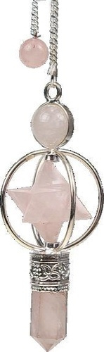 PENDULE MERKABA 3 PIERRES QUARTZ ROSE