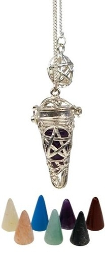 PENDULE CAGE PENTACLE   7 PIERRES