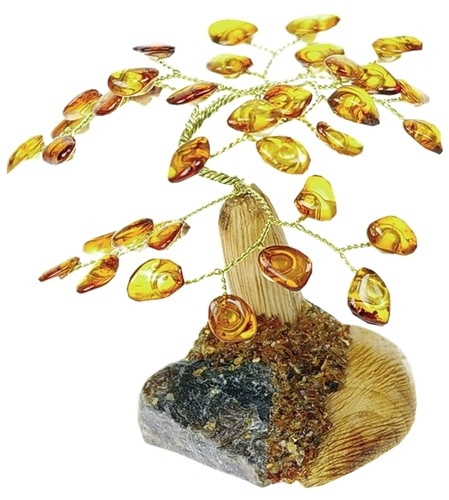 ARBRE DU BONHEUR AMBRE COGNAC MIXE 7 CM