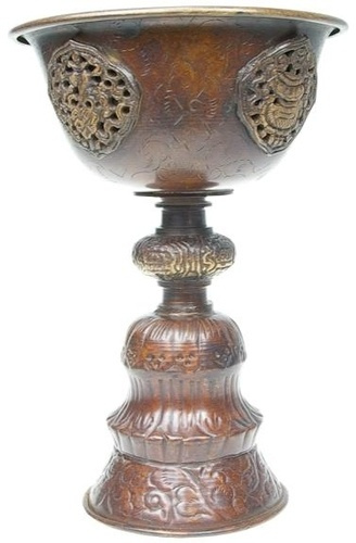 Lampe à beurre en cuivre oxydé