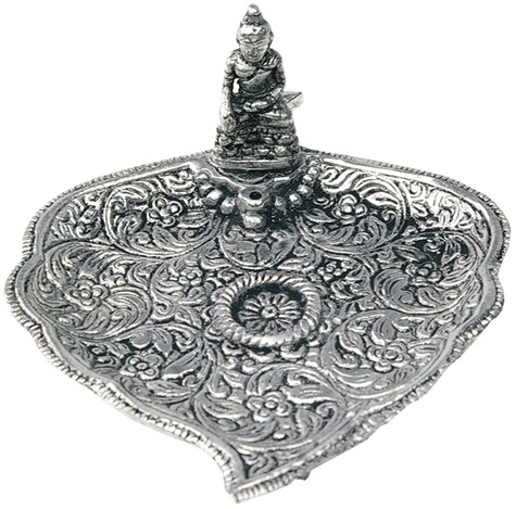 porte encens alu feuille 3 pieds - bouddha