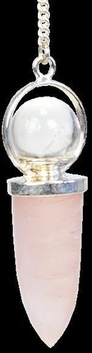 PENDULE POINTE QUARTZ ROSE ET BILLE DE CRISTAL