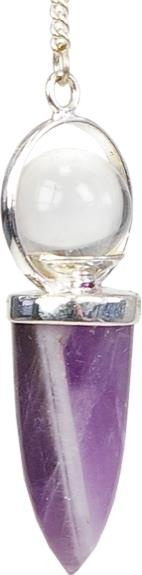PENDULE POINTE AMETHYSTE ET BILLE DE CRISTAL