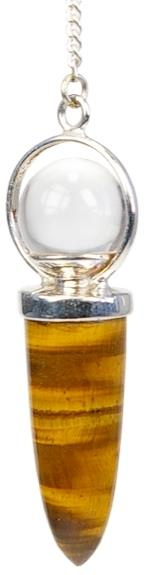 PENDULE POINTE OEIL DE TIGRE ET BILLE DE CRISTAL