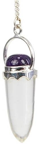 PENDULE POINTE QUARTZ ET CABOCHON AMETHYSTE