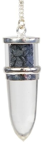 PENDULE POINTE QUARTZ ET REMPLISSAGE TOURMALINE NOIRE