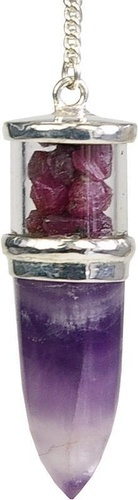 PENDULE POINTE AMETHYSTE ET REMPLISSAGE RUBIS