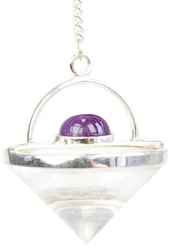 PENDULE TOUPIE QUARTZ ET CABOCHON AMETHYSTE