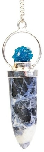 PENDULE POINTE SODALITE ET TETE DE CHALCANTHITE