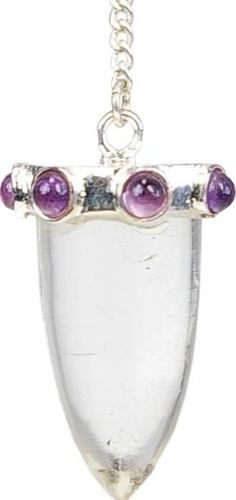 PENDULE POINTE QUARTZ ET COURONNE AMETHYSTE