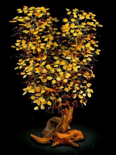ARBRE DU BONHEUR - AMBRE COGNAC MIXE 42 CM