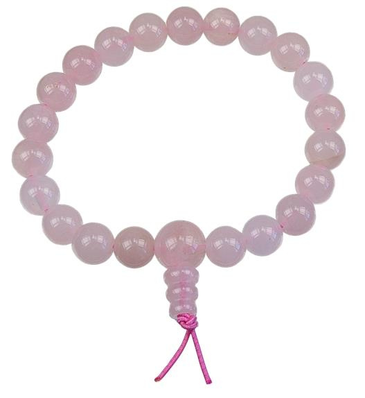 BRACELET MALA TIBETAIN - QUARTZ ROSE