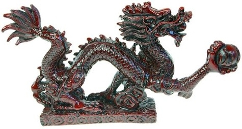 DRAGON PORTE BONHEUR EN RESINE ROUGE