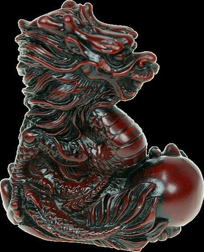 DRAGON PORTE BONHEUR EN RESINE ROUGE PM