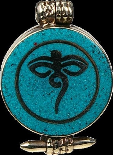 PENDENTIF RELIQUAIRE PIERRE OEIL DU LOTUS TURQUOISE