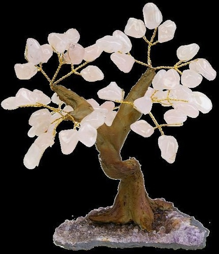 ARBRE DU BONHEUR PIERRES ROULEES QUARTZ ROSE - GM