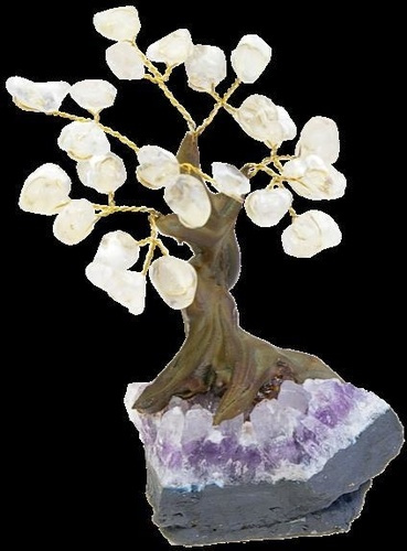 ARBRE DU BONHEUR PIERRES ROULEES CRISTAL DE ROCHE - PM