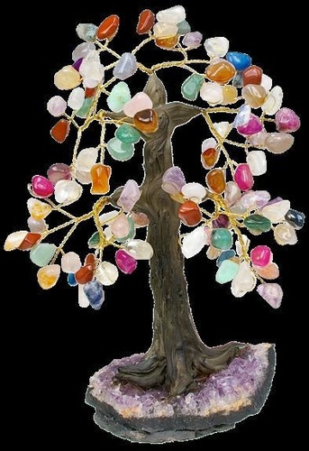 ARBRE DU BONHEUR PIERRES ROULEES QUARTZ MULTI-COULEURS - GM3