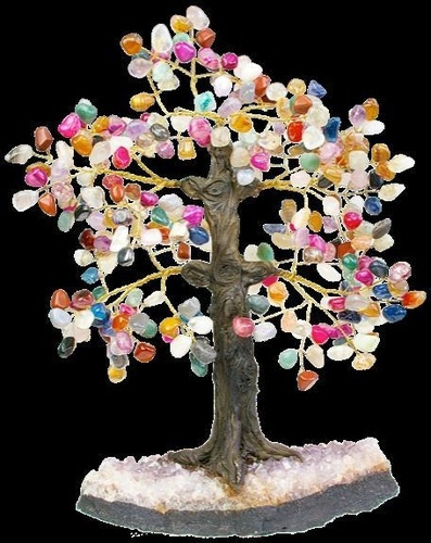 ARBRE DU BONHEUR PIERRES ROULEES QUARTZ MULTI-COULEURS - GM5