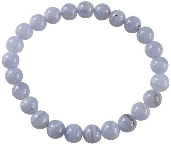 BRACELET CALCEDOINE BLEUE PERLES RONDES 8 MM