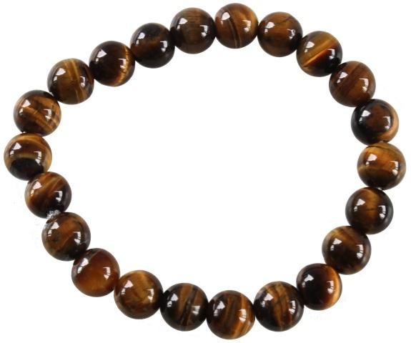 BRACELET OEIL DE TIGRE PERLES RONDES 8 MM