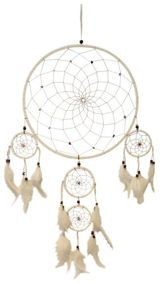 attrape-reves blanc et perles colorees - tgm