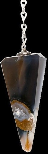 PENDULE A FACETTES AGATE NOIRE