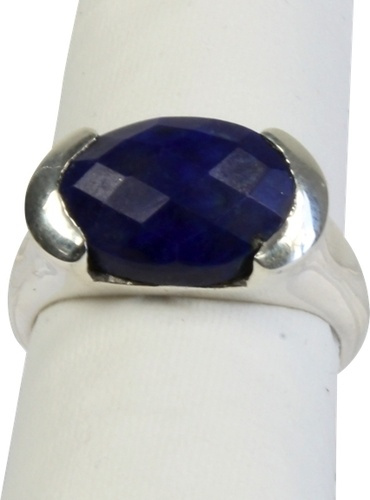 BAGUE ARGENT LAPIS LAZULI FACETTE - TAILLE 56