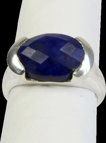 BAGUE ARGENT LAPIS LAZULI FACETTE - TAILLE 58