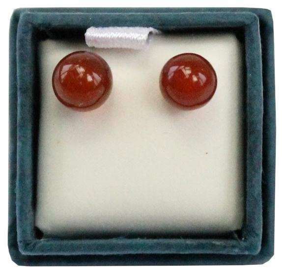 BOUCLES D'OREILLES PERLE DE CORNALINE CHAUFFEE - 6 MM