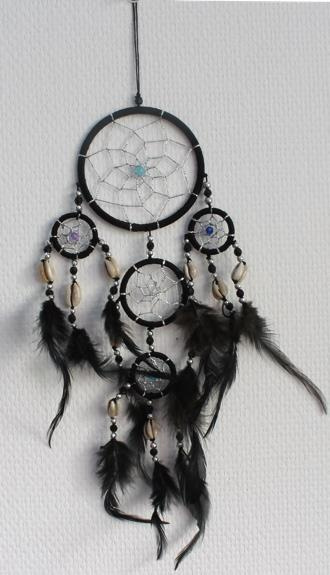 ATTRAPE-REVES NOIR PLUMES NOIRES - PM