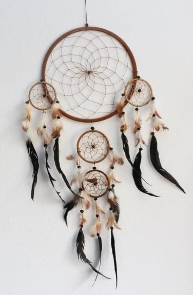 ATTRAPE-REVES NATUREL PLUMES NOIRES - GM