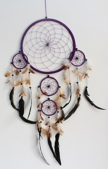 attrape-reves violet plumes noires - gm