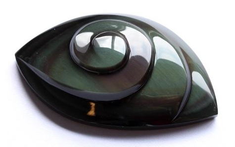 CABOCHON CARACOL OBSIDIENNE ARC-EN-CIEL